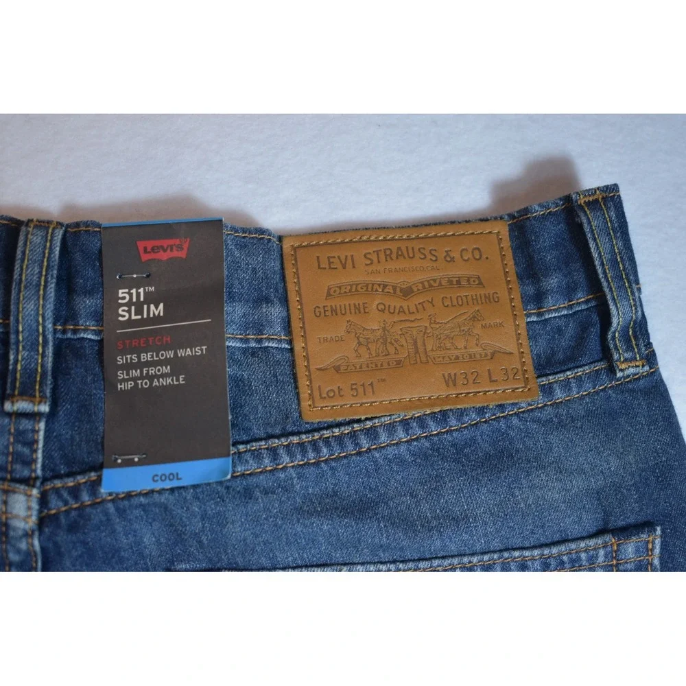 Levis 511 Slim Fit Jeans NWT Mens 32x32 Blue Stretch TransDRY Denim 04511-3296